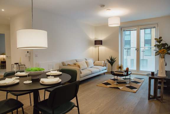 Elegant Dining Area Elegant Dining Area at Slate Yard Apartments, Salford, M3 5EX