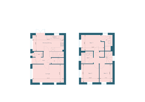 a floor plan of two different floor plans of a house