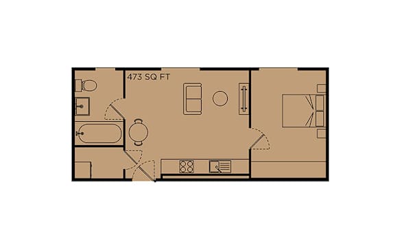 A floor plan of a 473 square feet home.