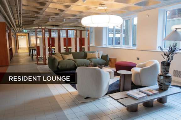 A resident lounge with a variety of seating options.