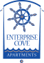 the logo for the enterprise cove apartments
