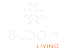 A logo for Bloom Rental Living with a white leaf design on a green background.