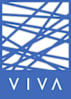A blue and white graphic with the word VIVA.