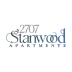 a logo with the words stamwood apartments on a white background