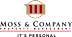A logo for Moss & Company Property Management with the tagline "It's Personal".