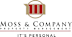 A logo for Moss & Company Property Management with the tagline "It's Personal".