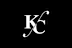 A black and white image of the letters KC with a swirl connecting them.