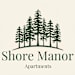 A logo for Shore Manor Apartments featuring a group of trees.