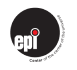 The image shows a black circle with the text "epi" in white, and a red dot above the letter "i".