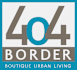 A graphic with the number 404 and the words Border Boutique Urban Living.