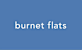 A blue background with the words "burnet flats" written in white.