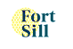 A graphic with a green background features the words "Fort Sill" in blue with a yellow patterned circle to the left of the text.