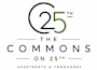 The image is a logo for "The Commons on 25th" which offers apartments and townhomes.