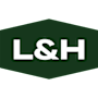 A green hexagon with the letters L&H in white.