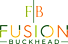 A green background with the words Fusion Buckhead in different colors.