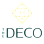 A green poster with a diamond shape and the words "The Deco" written on it.