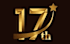 a gold number seventeen with a star on top of it