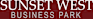The image is a logo for Sunset West Business Park.