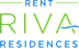 A green sign with the words "RENT RIVA RESIDENCES" written in different colors.