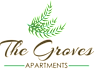 The Groves Apartments logo with a green leafy branch above the text.