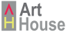 a green background with the words art house