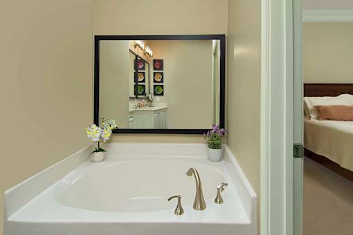 Greystone Pointe apartment primary bathroom vanity - Knoxville, TN
