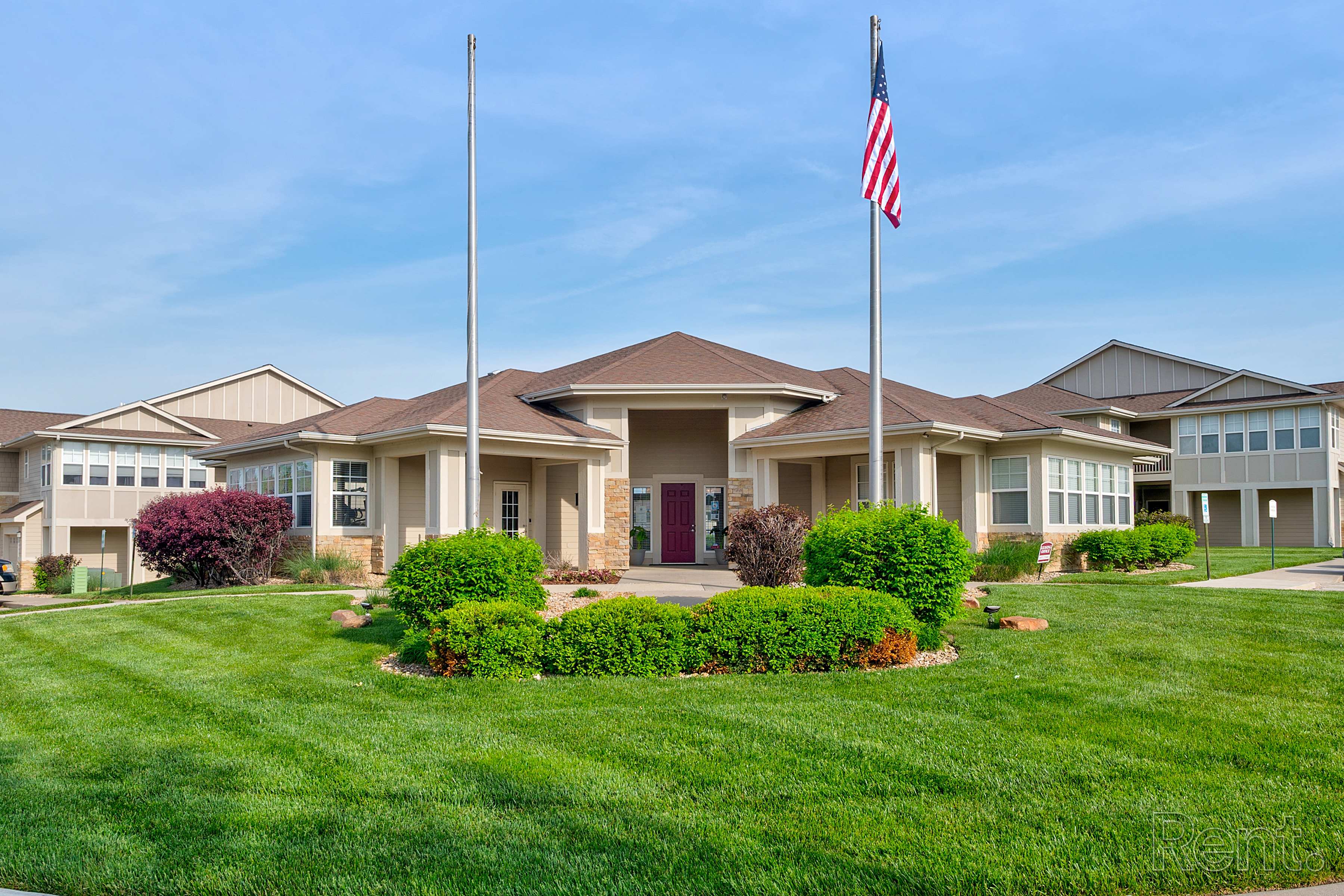 Ironwood Apartments and Townhomes leasing office exterior - Lawrence, KS