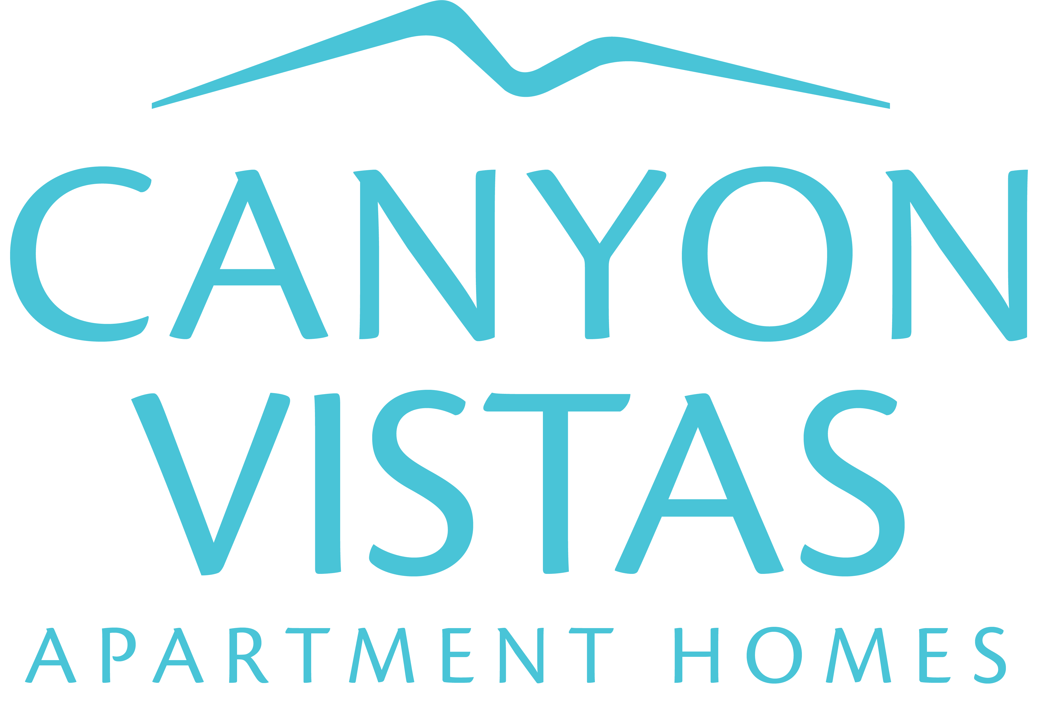 The image is a logo for Canyon Vistas Apartment Homes.
