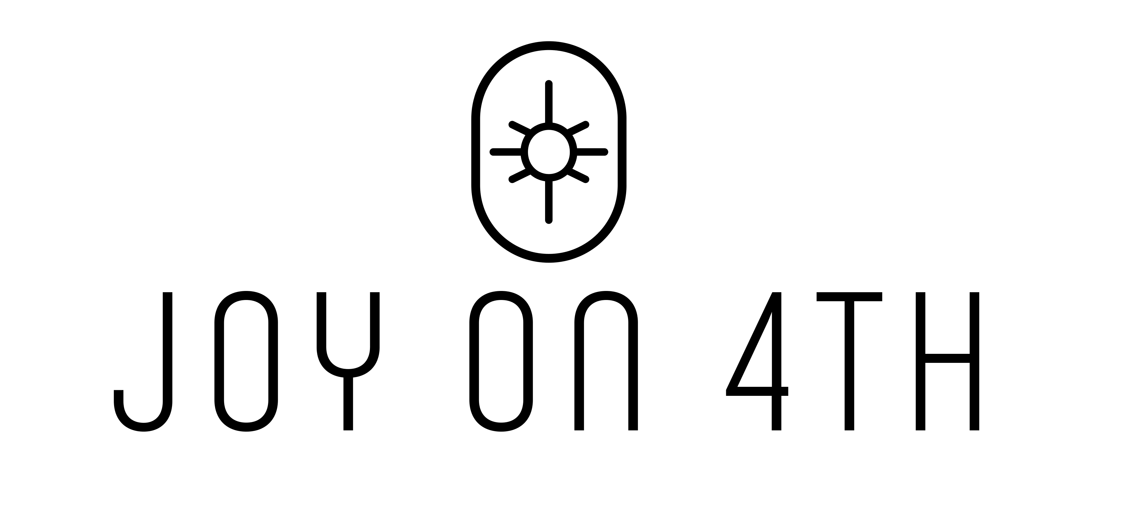 A graphic with a compass-like symbol and the text "JOY ON 4TH" on a green background.