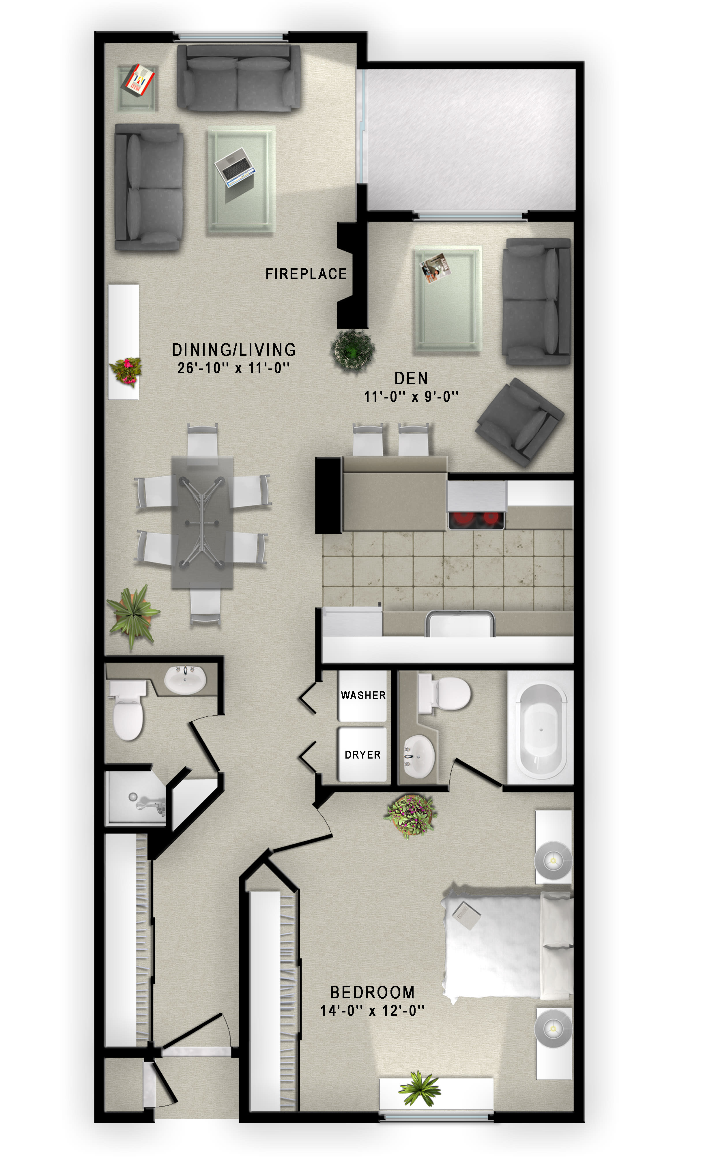 Imperial Wisteria 1 bedroom 1 bathroom floor plan at Pecan Acres