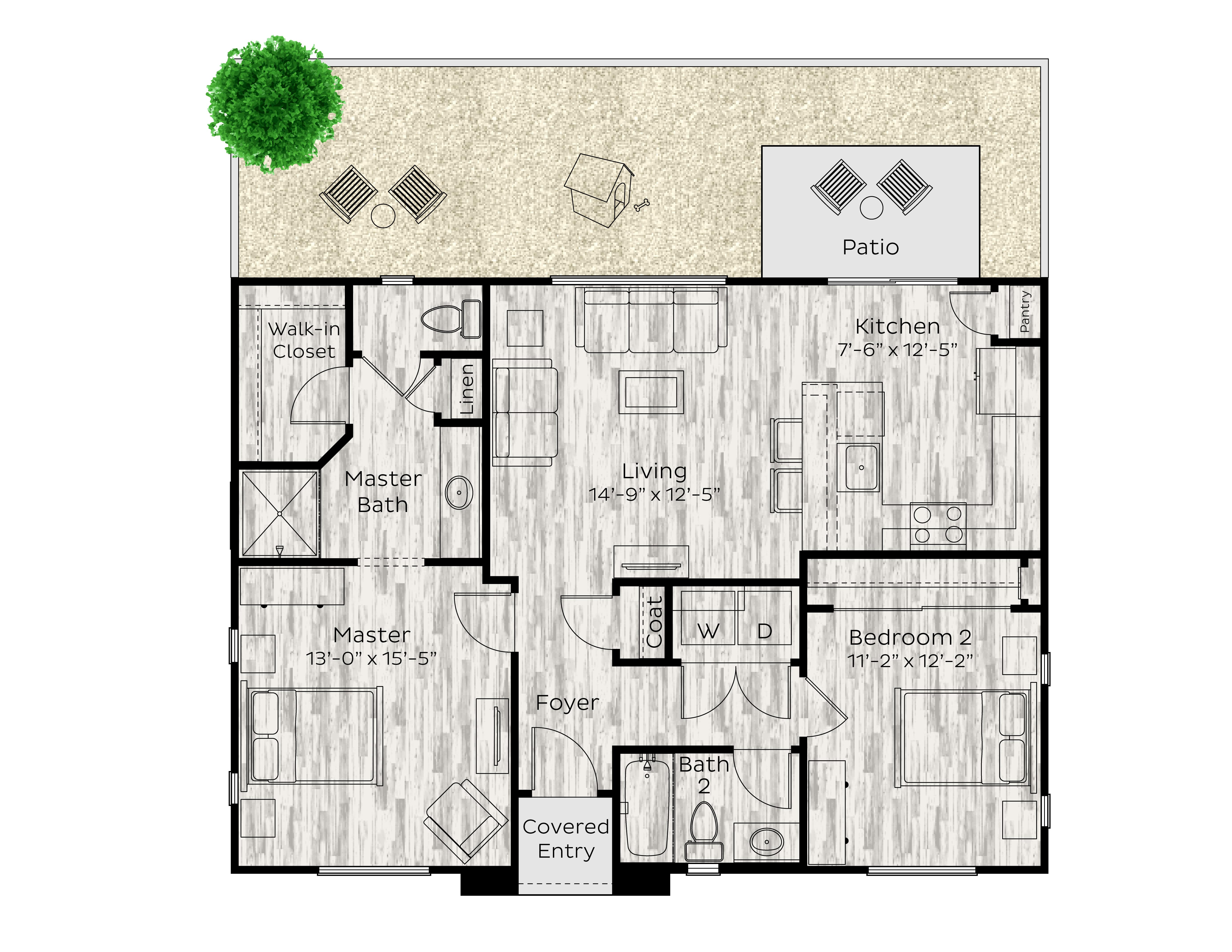 Avilla Western Garden The Retreat floor-plan diagram; approximate layout.