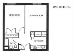 1 BEDROOM floor plan