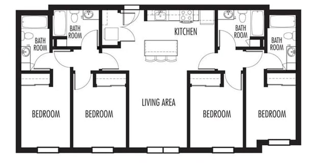 floorplan layout for a 4 bedroom unit