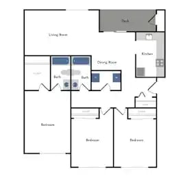 Three bedroom floor plan