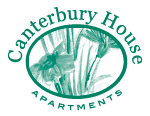 A logo for Canterbury House Apartments.