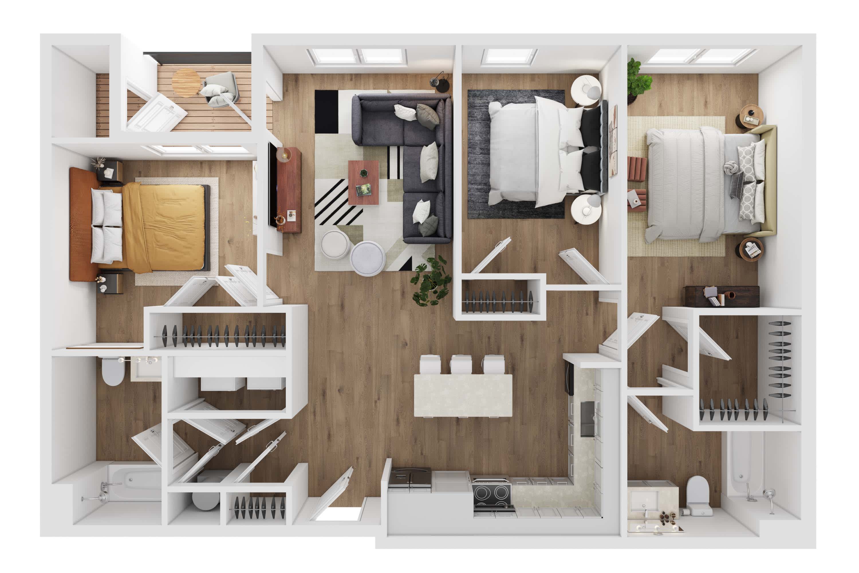 3 Bed, 2 Bath, 1209 Sq. Ft. floor plan