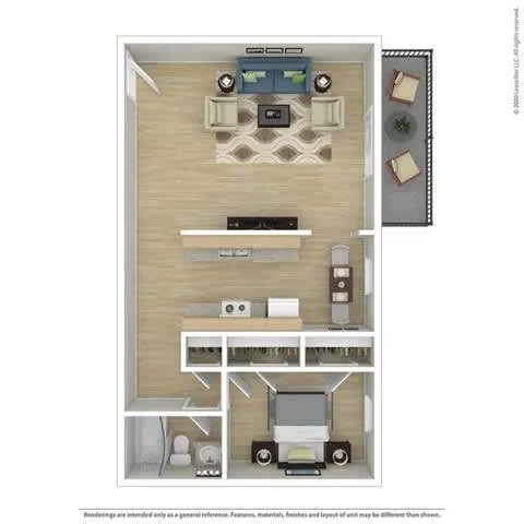 1-Bedroom 521 floor plan