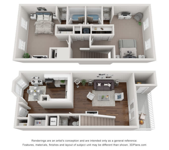 Two Bedroom Townhome floor plan