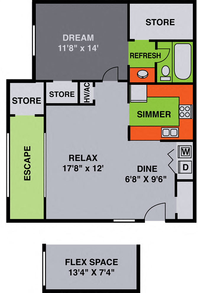 One Bedroom with Study floor plan