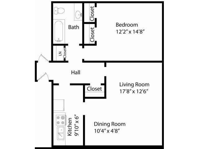 Raleigh 700 Sq. Ft. floor plan