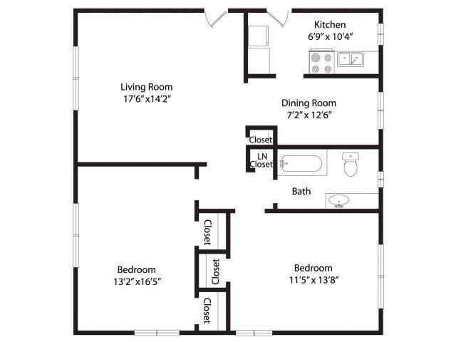 Raleigh 910 Sq. Ft. floor plan