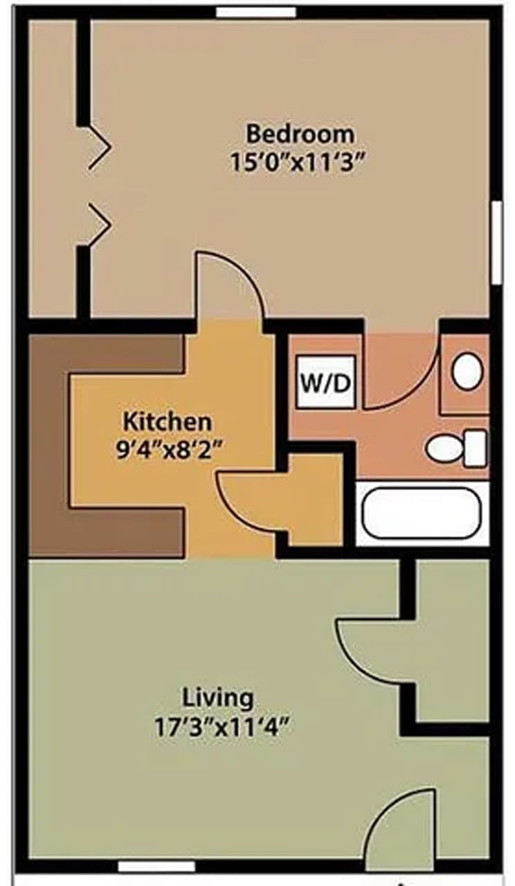 1x1A - R floor plan