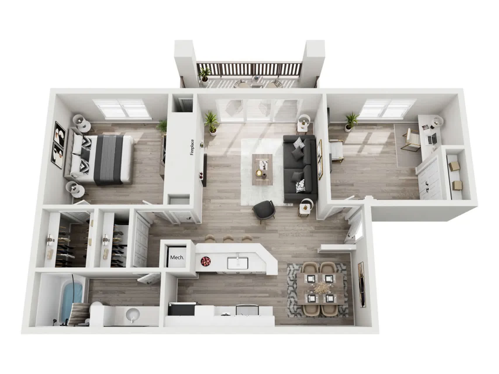 Red Cedar (1 Bed, 1 Bath w/Den) floor plan