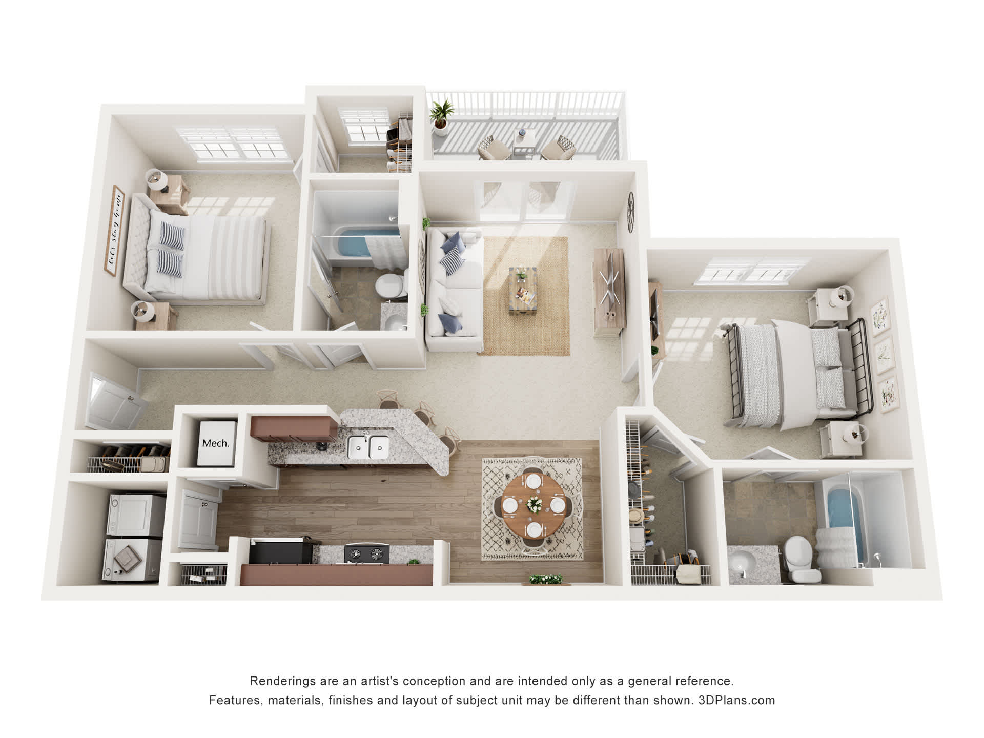2 Bedroom 2 Bath floor plan