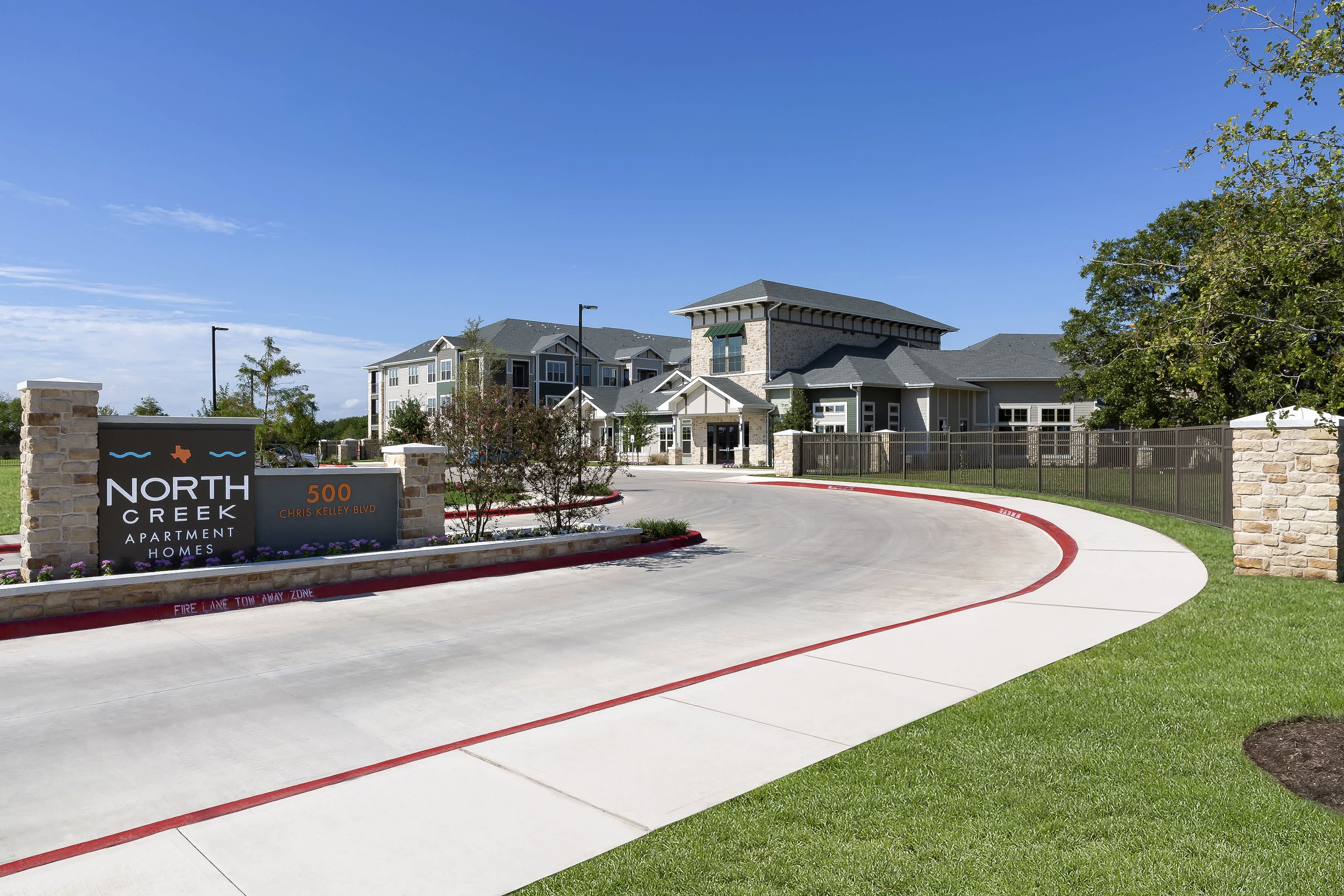 North Creek Apartments community entrance - Hutto, TX