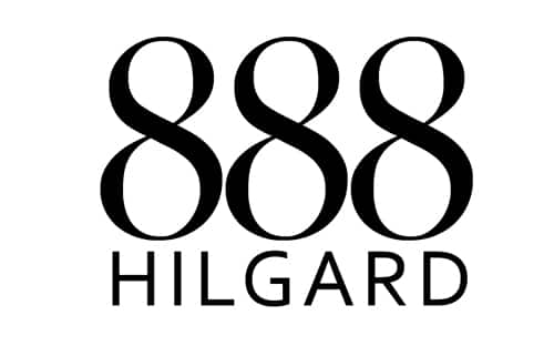 A black and white image of the number 888 and the word Hilgard.