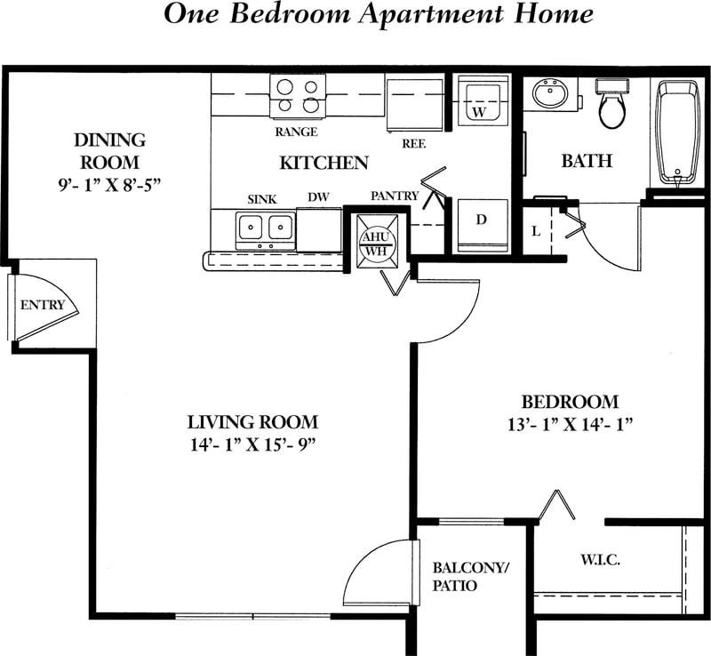 1 Bedroom 1 Bath floor plan
