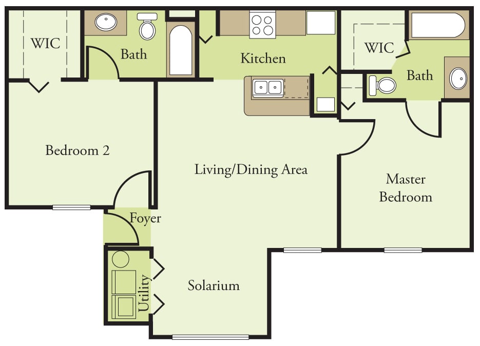 Two Bedroom Phase I floor plan