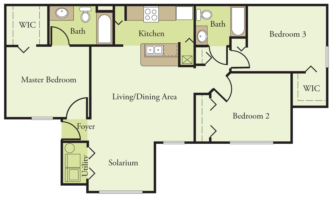 Three Bedroom Phase I floor plan