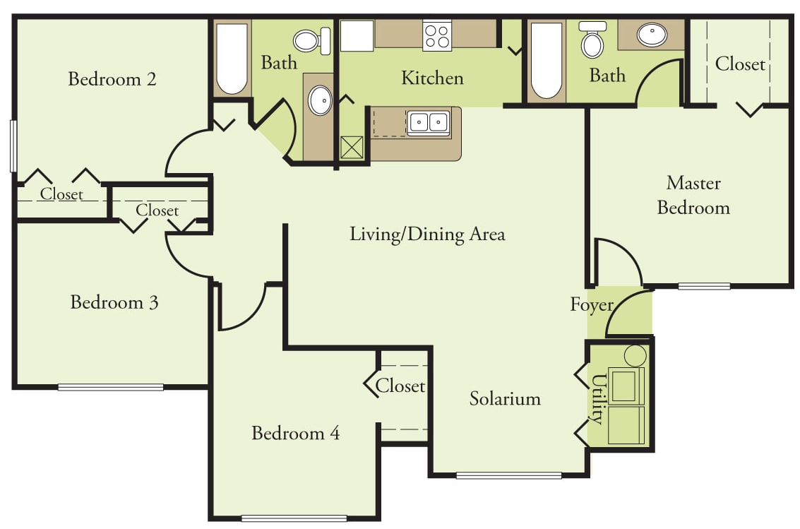 Four Bedroom Phase I floor plan